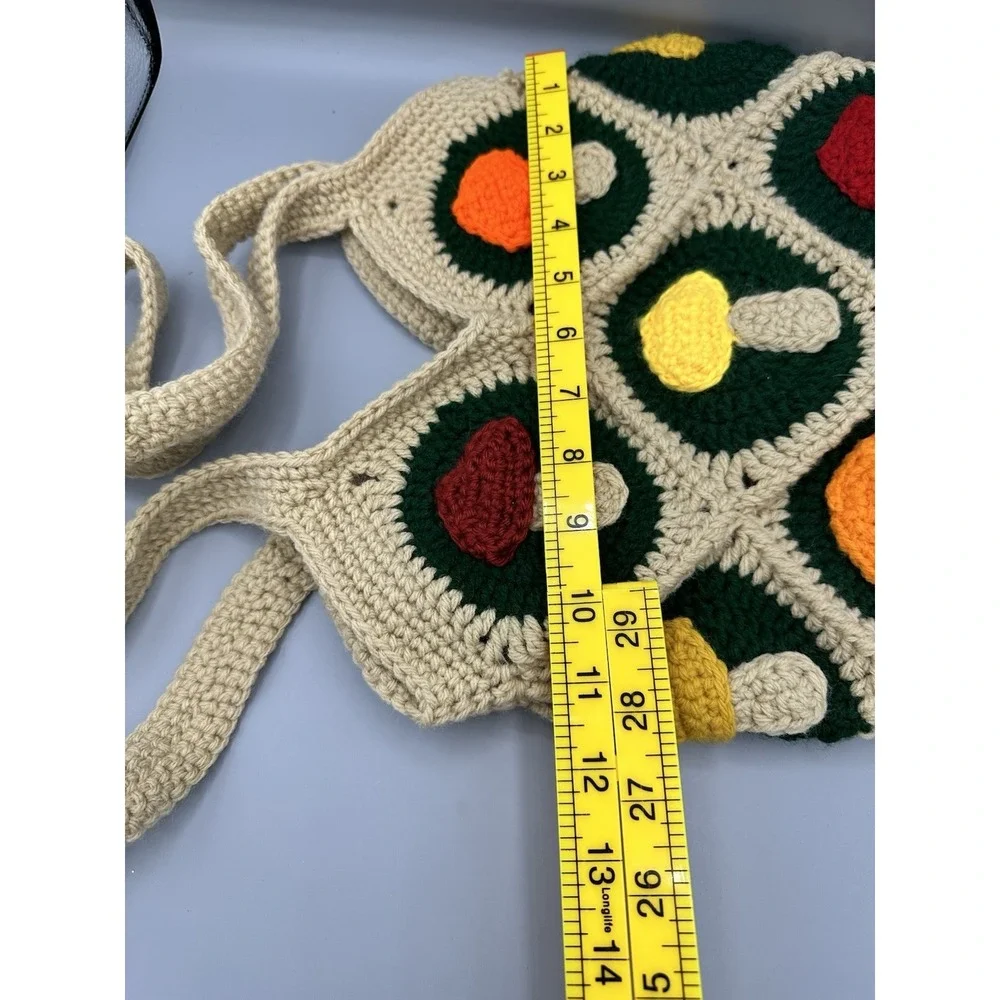 Handmade Mushroom Design Crocheted Hobo Bag